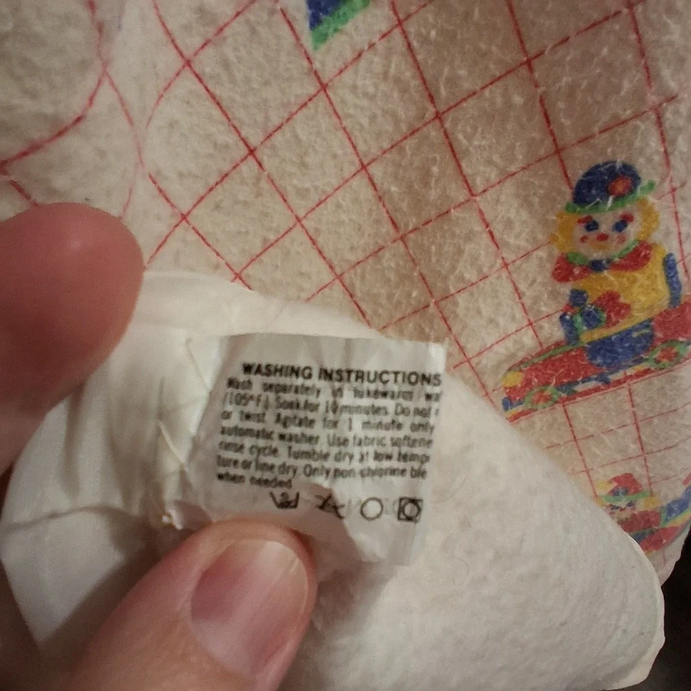 Vintage 80s Rainbow Circus‎ Clown Baby Kids Blanket GVC Beacon USA